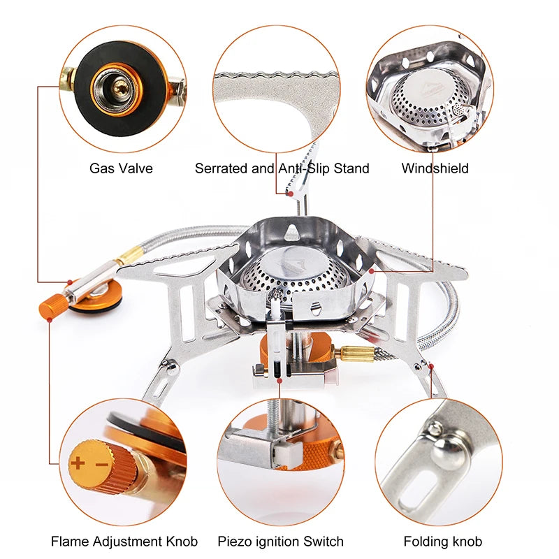 🔥 Widesea Windproof Gas Burner 💨 Rugged Flame Power for Camps, Treks & Survival