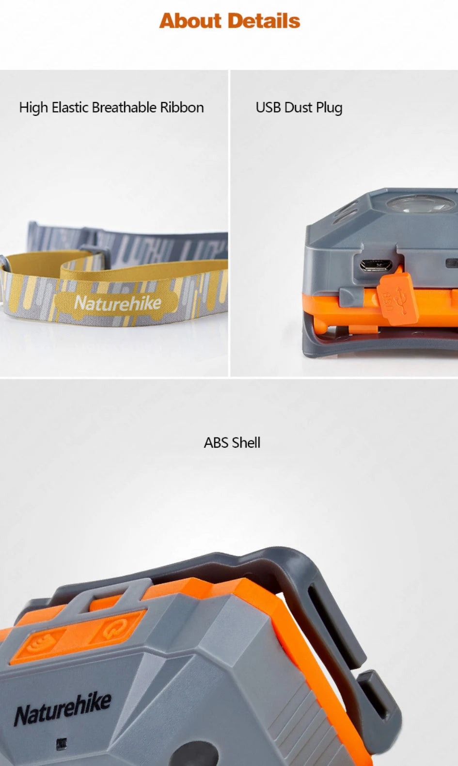Naturehike LED Headlamp, USB Rechargeable for Camping & Fishing