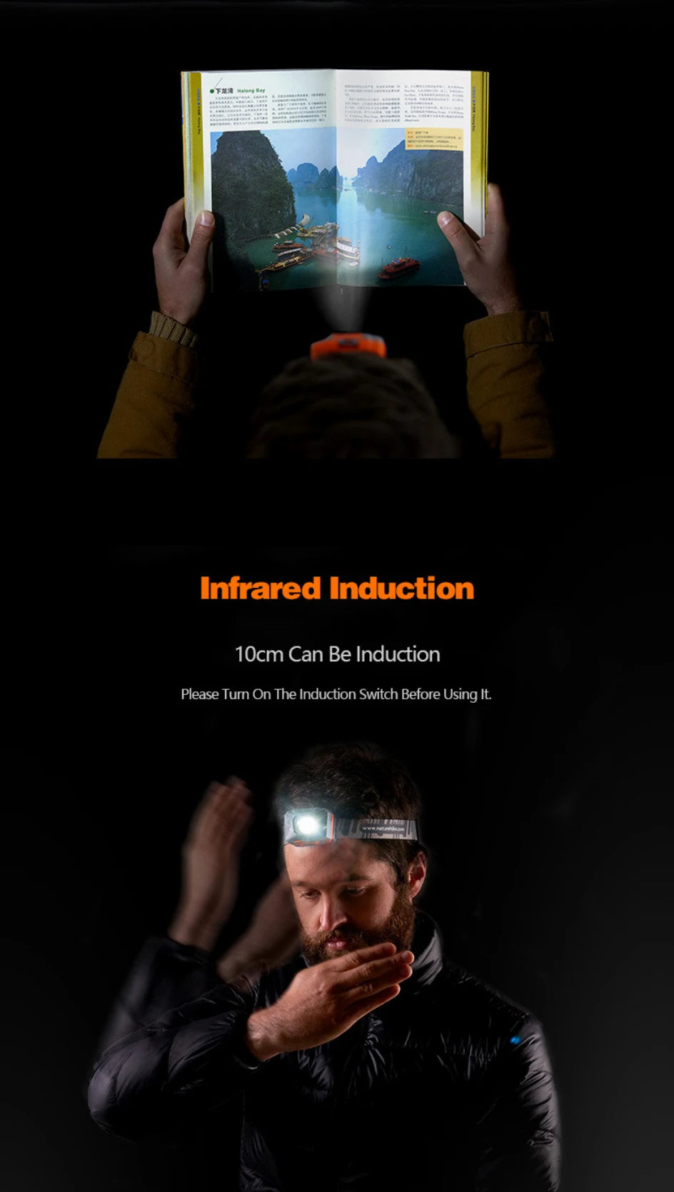Naturehike LED Headlamp, USB Rechargeable for Camping & Fishing
