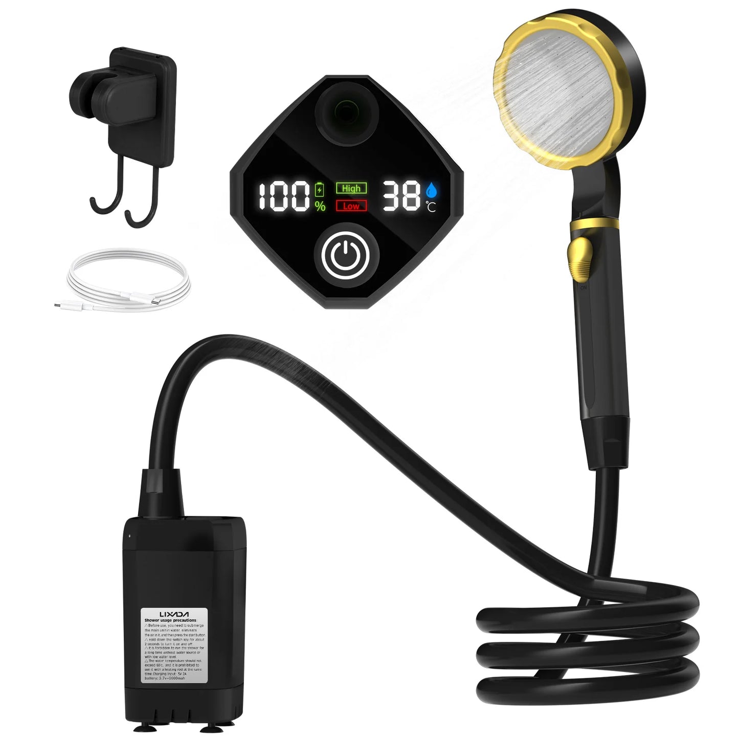 ๐ฟ Smart Camping Shower Kit โ 6000mAh Power ๐ Digital Display โข Adjustable Flow โข Outdoor Ready