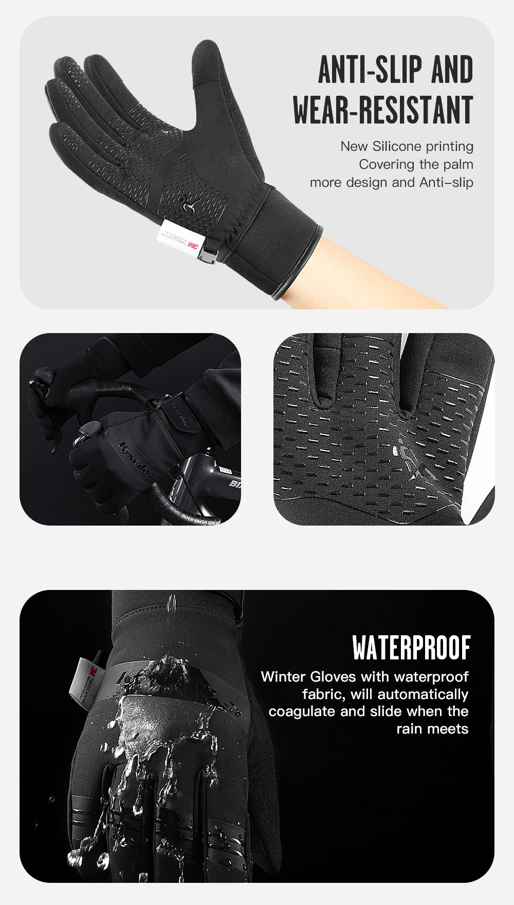 3M Winter Gloves - Waterproof, Warm, With Touchscreen capabilities for Cycling, Skiing, and The Outdoor enthusiast