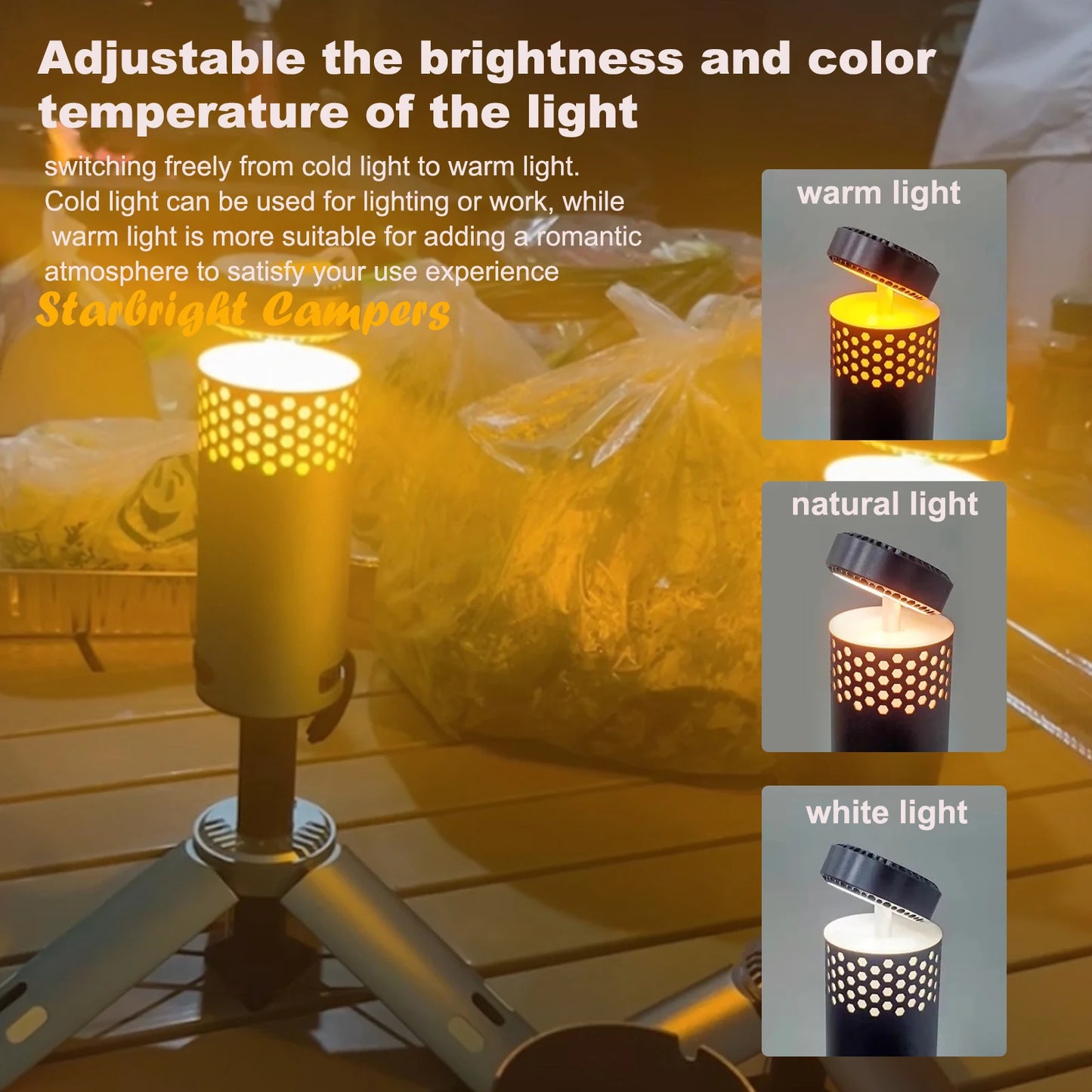 Telescopic 10000mAh USB Rechargeable LED Camping Light with Magnet & Tripod Base