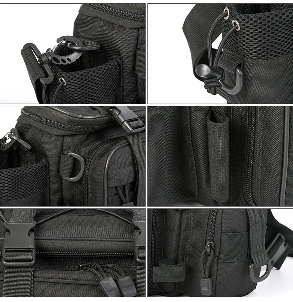 "Multi-Function Fishing Bag – Shoulder, Crossbody, or Waist Pack | Water-Resistant, Lightweight, and Spacious with Adjustable Strap | Large & Mini Sizes"