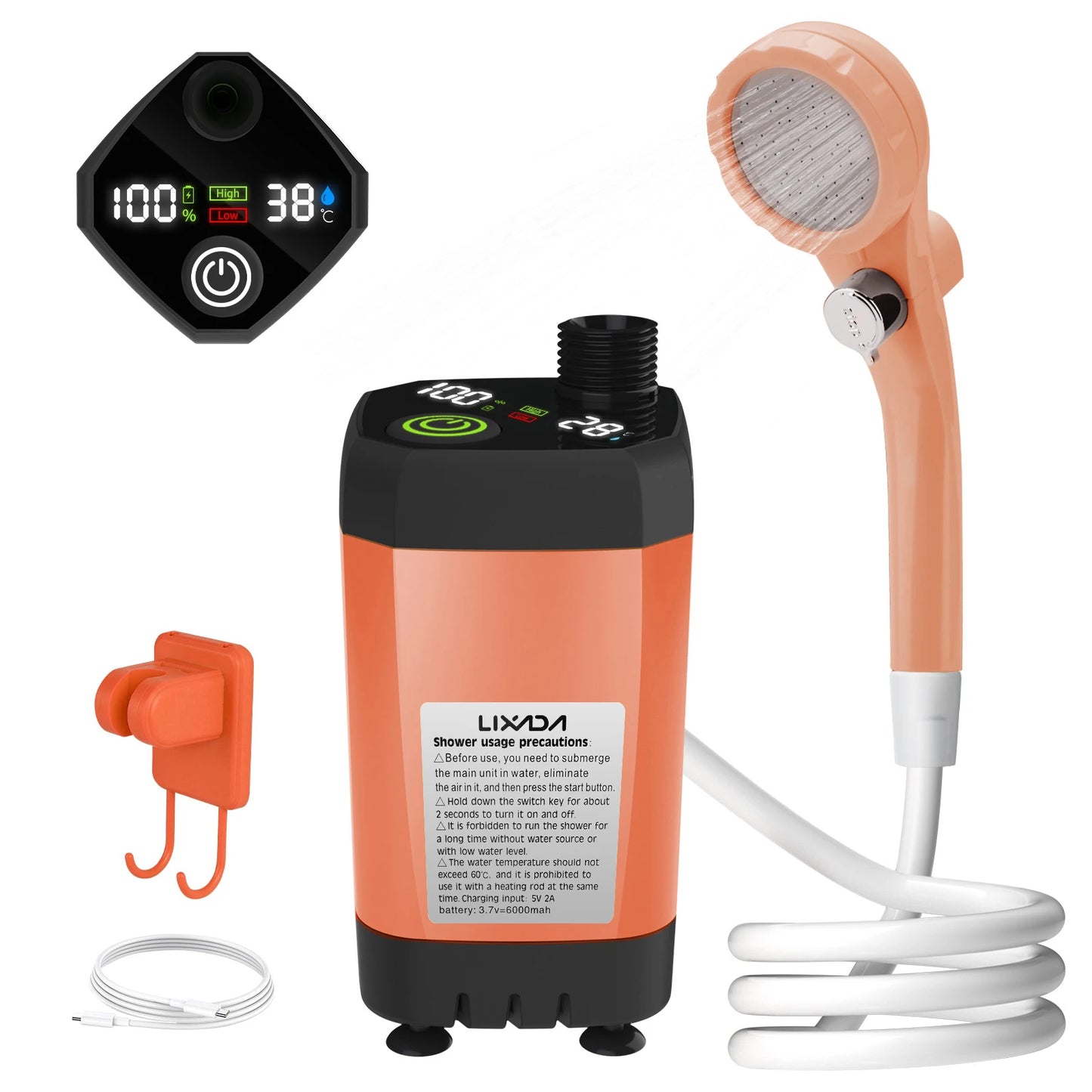 ๐ฟ Smart Camping Shower Kit โ 6000mAh Power ๐ Digital Display โข Adjustable Flow โข Outdoor Ready