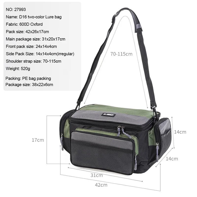 "Multi-Function Fishing Bag – Shoulder, Crossbody, or Waist Pack | Water-Resistant, Lightweight, and Spacious with Adjustable Strap | Large & Mini Sizes"