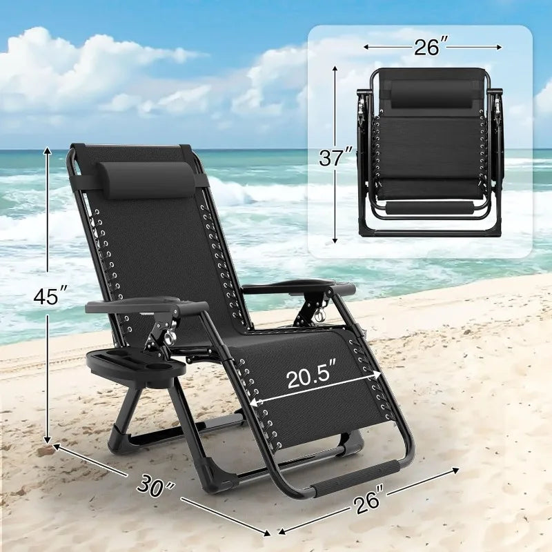 "Zero Gravity Chair with Fan & Cup Holder - Reclining Camping Lounge Chair with Upgraded Lock for Indoor & Outdoor Use"