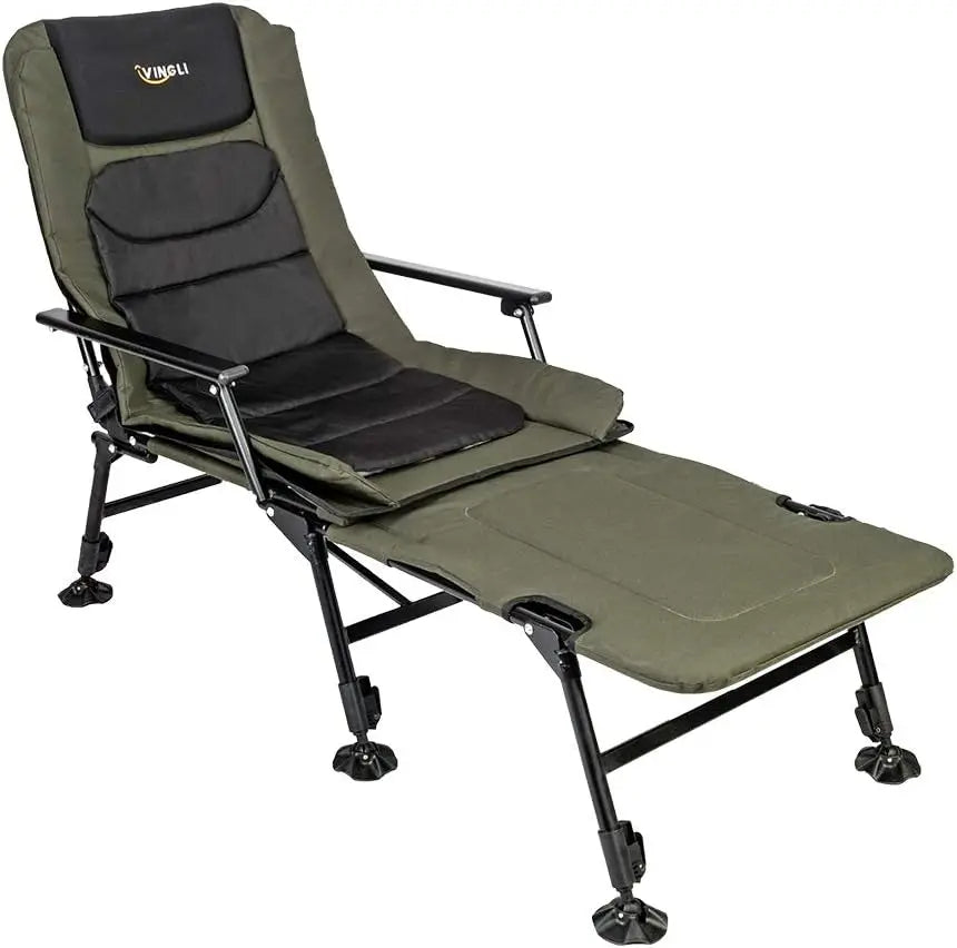 Heavy Duty Fishing Chair with Footrest, 440 LBS Support, Adjustable High Back Camping Chair