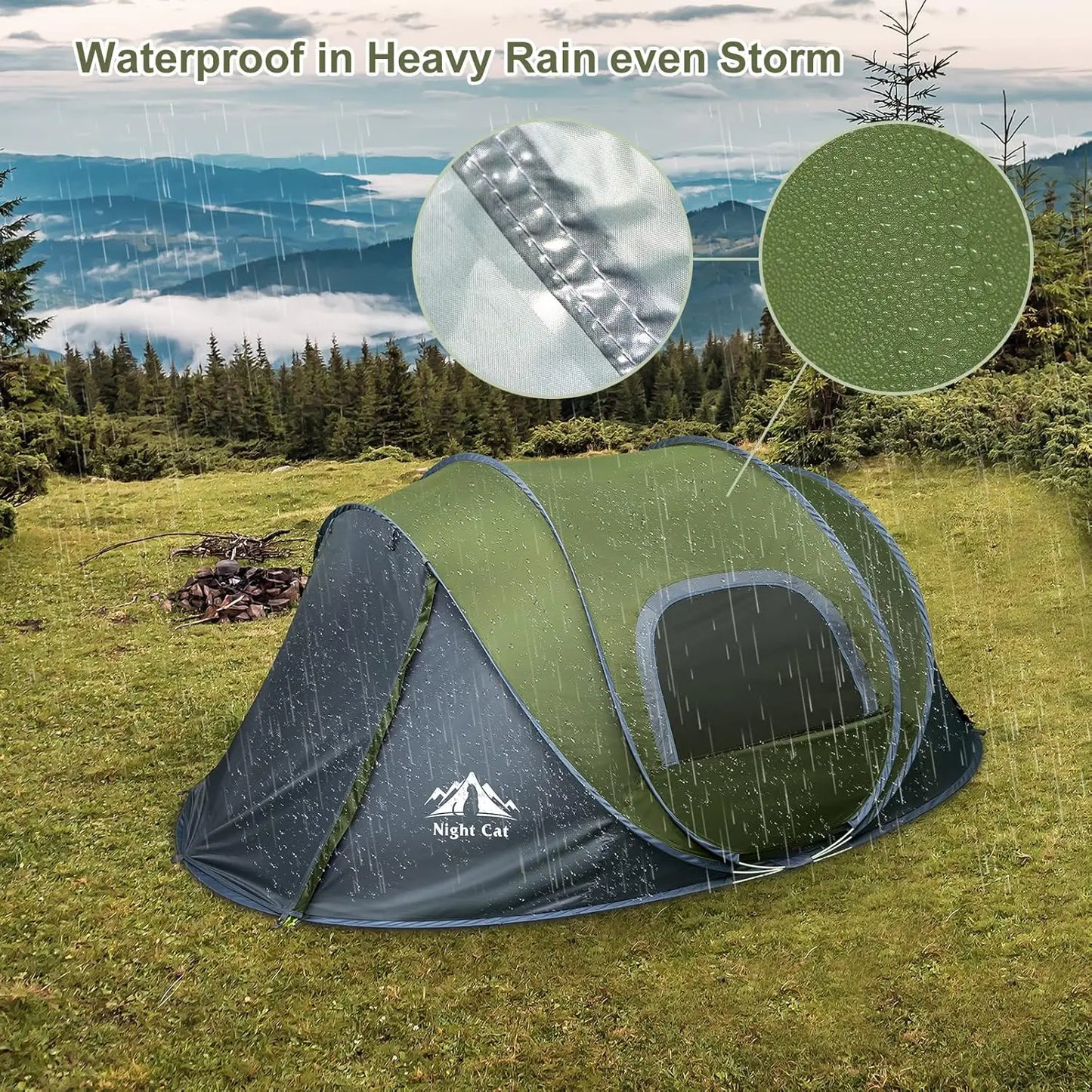⛺ Night Cat Pop-Up Tent for 2 ⚡ Instant Setup – Waterproof, Hassle-Free Shelter!