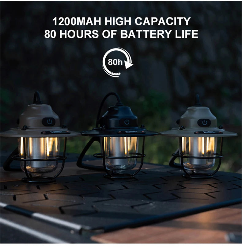 Retro Portable Camping Lantern: Waterproof, Dimmable Light for Hiking, Fishing, & Emergencies