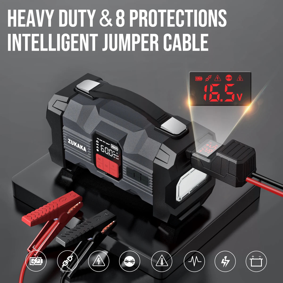 26800mAh Car Jump Starter 150PSI Air Compressor Power Bank Portable Battery Booster Digital Tire Inflator Starting Device