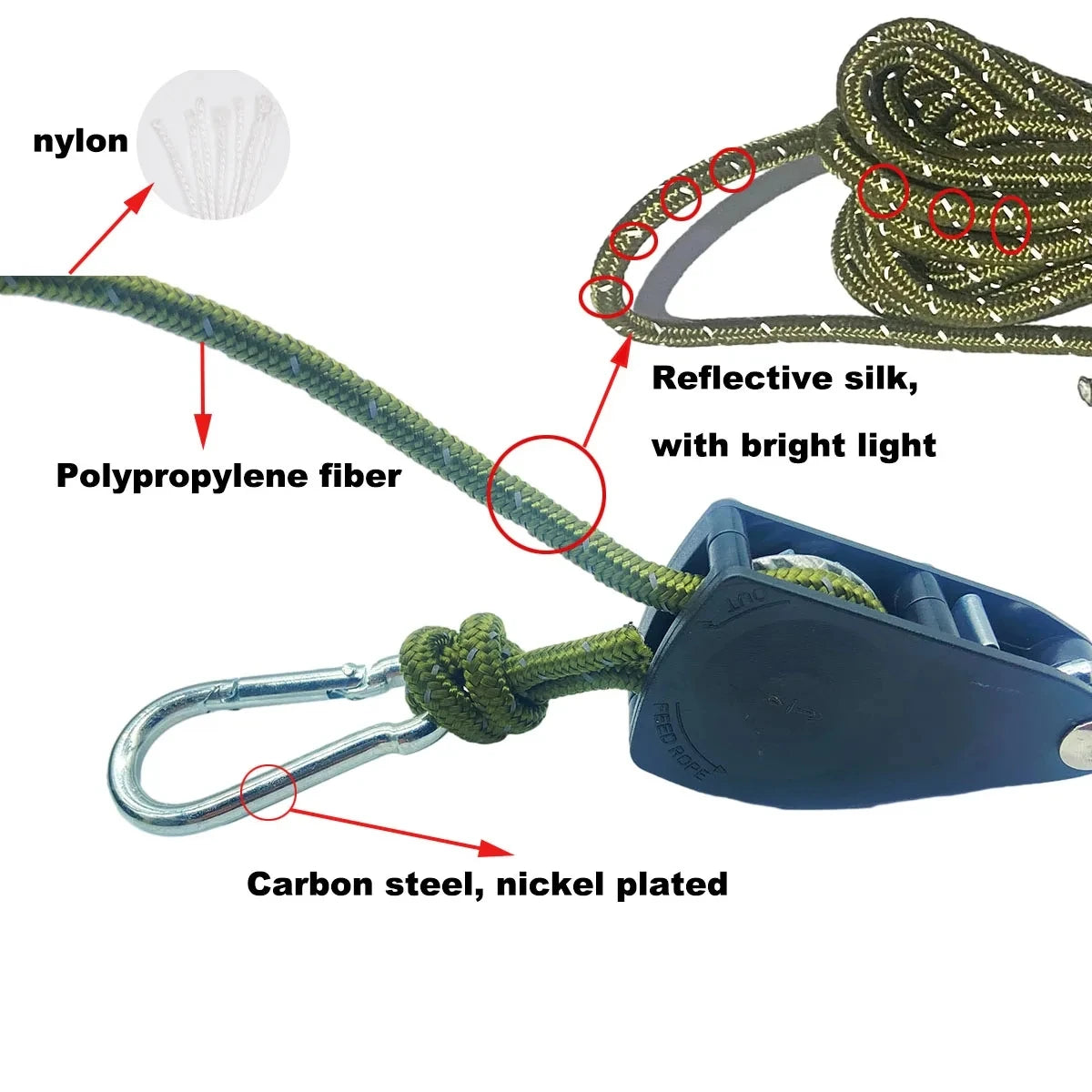 Reflective Max 68kg Camping Tent Tie Down Rope