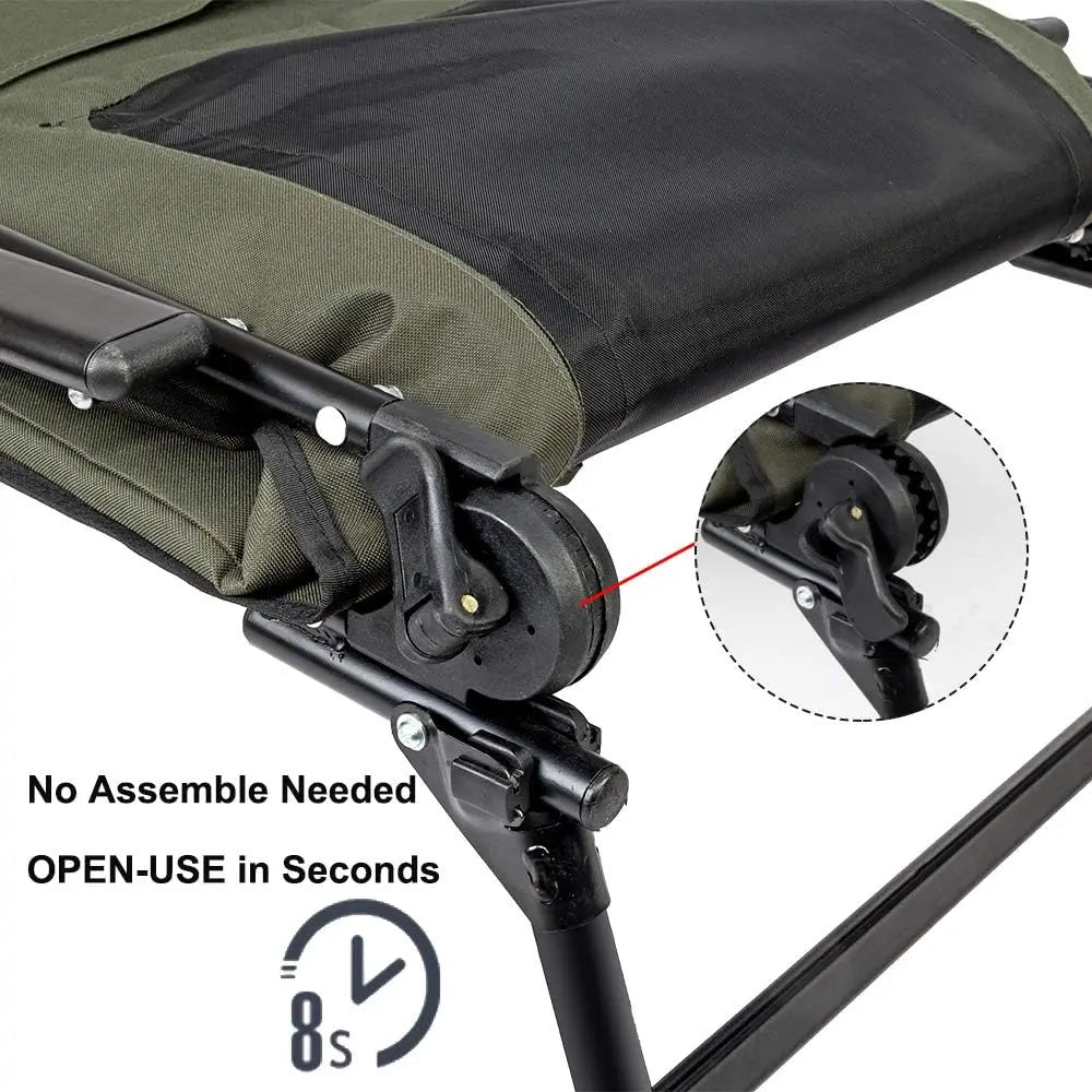 Heavy Duty Fishing Chair with Footrest, 440 LBS Support, Adjustable High Back Camping Chair