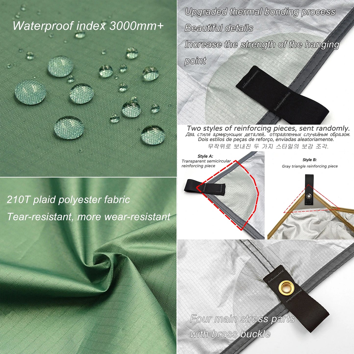 Waterproof Tactical Tent Tarp - 19 Hang Points, Lightweight Camping Sun Shelter