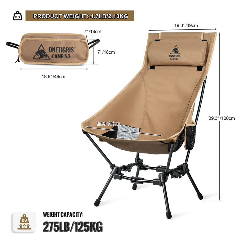 šŖ ONETIGRIS PORTABLE HIGH-BACK CAMPING CHAIR š²