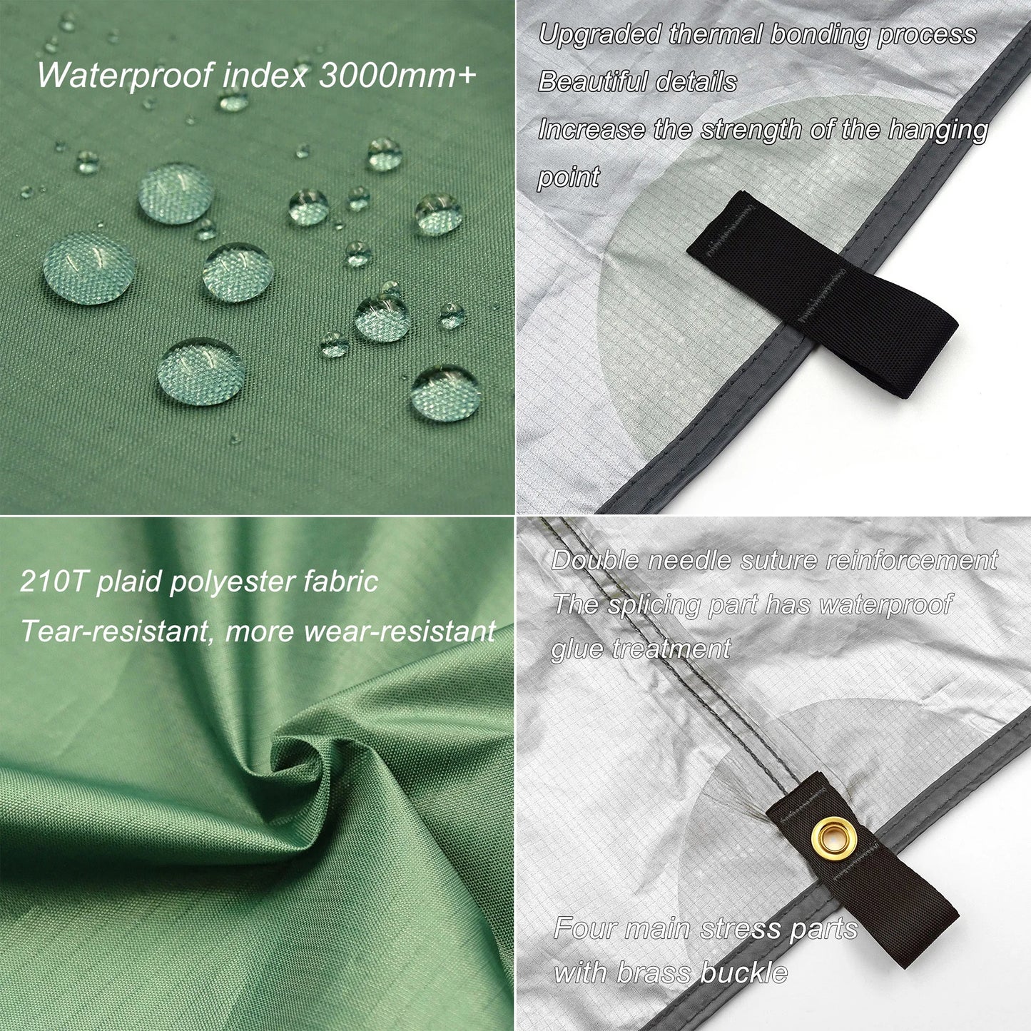 Waterproof Tactical Tent Tarp - 19 Hang Points, Lightweight Camping Sun Shelter