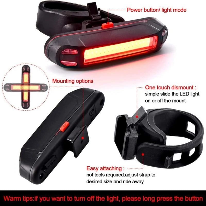 USB Rechargeable Waterproof LED Bike Taillight
