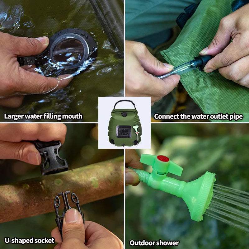 Sun-Powered Camp Shower โ 20/40L Portable Splash & Spray Bag with Easy-Flow Head ๐๐ฟ