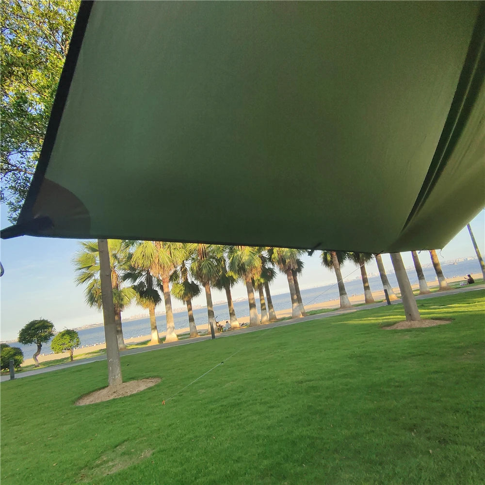 Waterproof Tactical Tent Tarp - 19 Hang Points, Lightweight Camping Sun Shelter