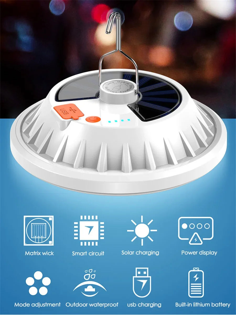 🔦 120LED Solar Camping Light 🌞 Ultra-Bright • Rechargeable • Adventure-Ready