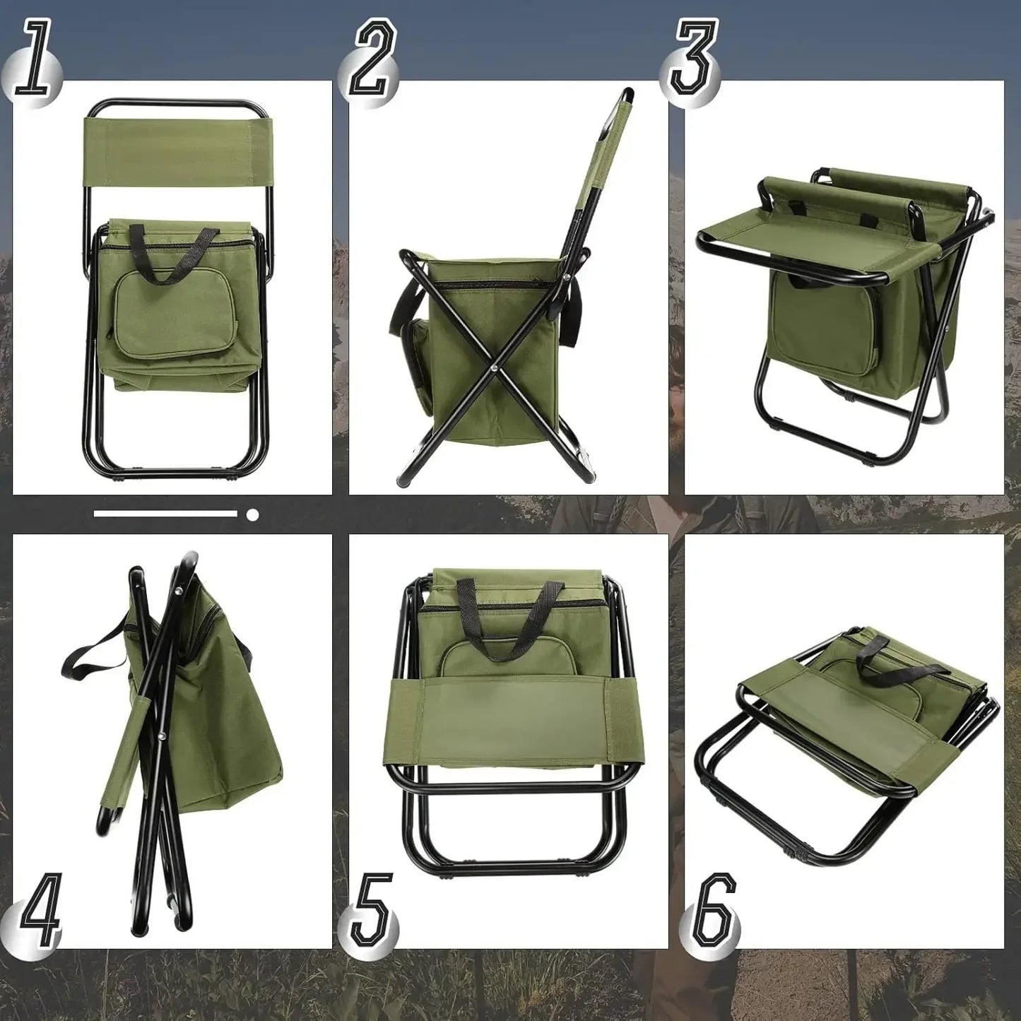 🎣 FISHING STOOL FOLDING CHAIR – COOLER SEAT & BACKREST 🪑