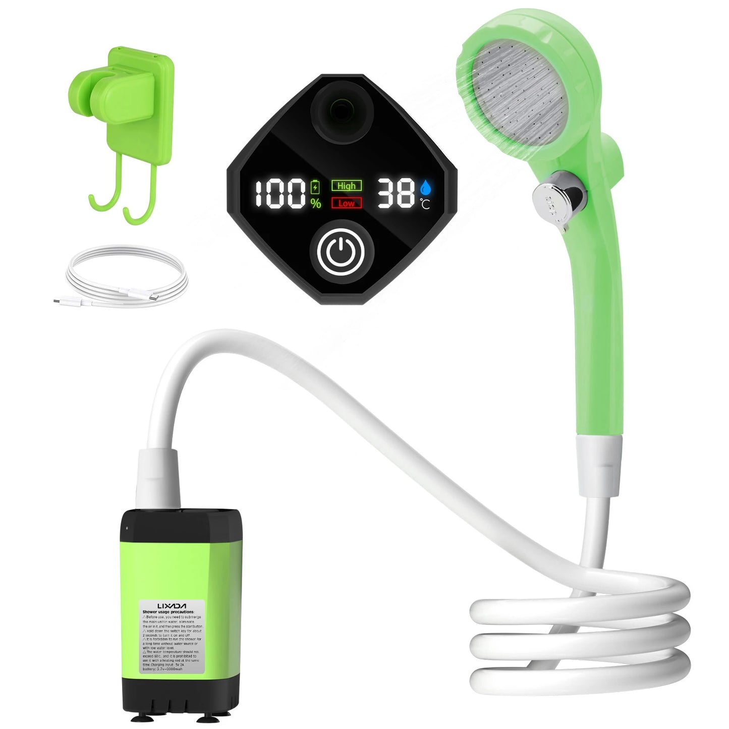 ๐ฟ Smart Camping Shower Kit โ 6000mAh Power ๐ Digital Display โข Adjustable Flow โข Outdoor Ready