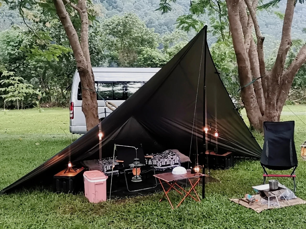 Waterproof Tactical Tent Tarp - 19 Hang Points, Lightweight Camping Sun Shelter