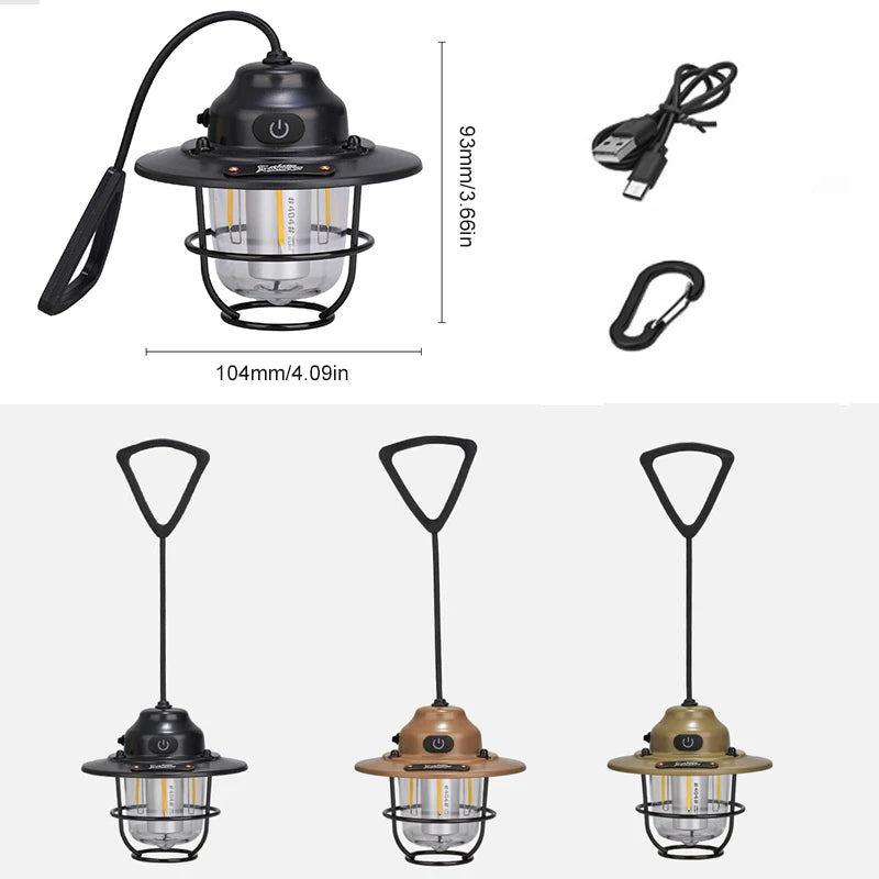 Retro Portable Camping Lantern: Waterproof, Dimmable Light for Hiking, Fishing, & Emergencies