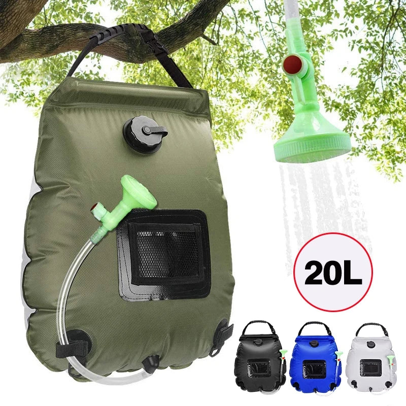 Sun-Powered Camp Shower โ 20/40L Portable Splash & Spray Bag with Easy-Flow Head ๐๐ฟ