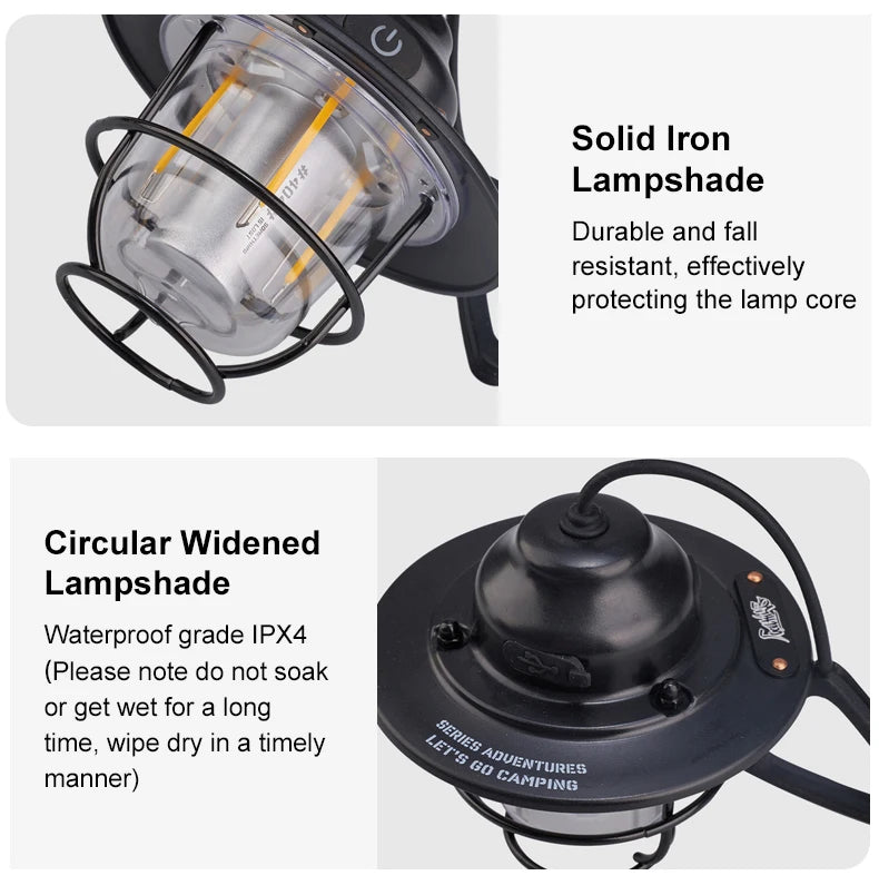 Retro Portable Camping Lantern: Waterproof, Dimmable Light for Hiking, Fishing, & Emergencies