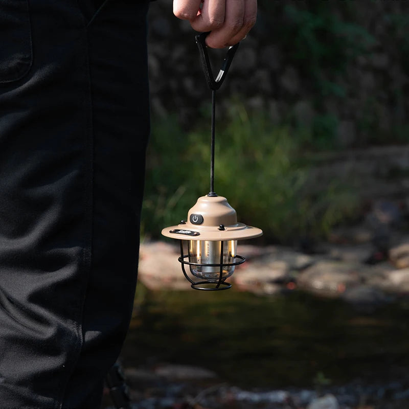 Retro Portable Camping Lantern: Waterproof, Dimmable Light for Hiking, Fishing, & Emergencies