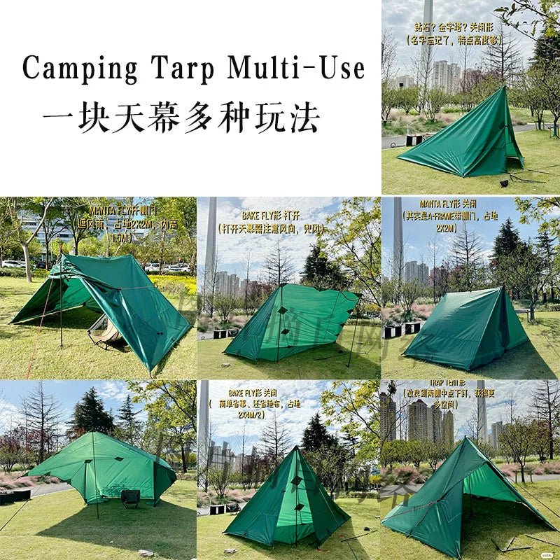 Waterproof Tactical Tent Tarp - 19 Hang Points, Lightweight Camping Sun Shelter