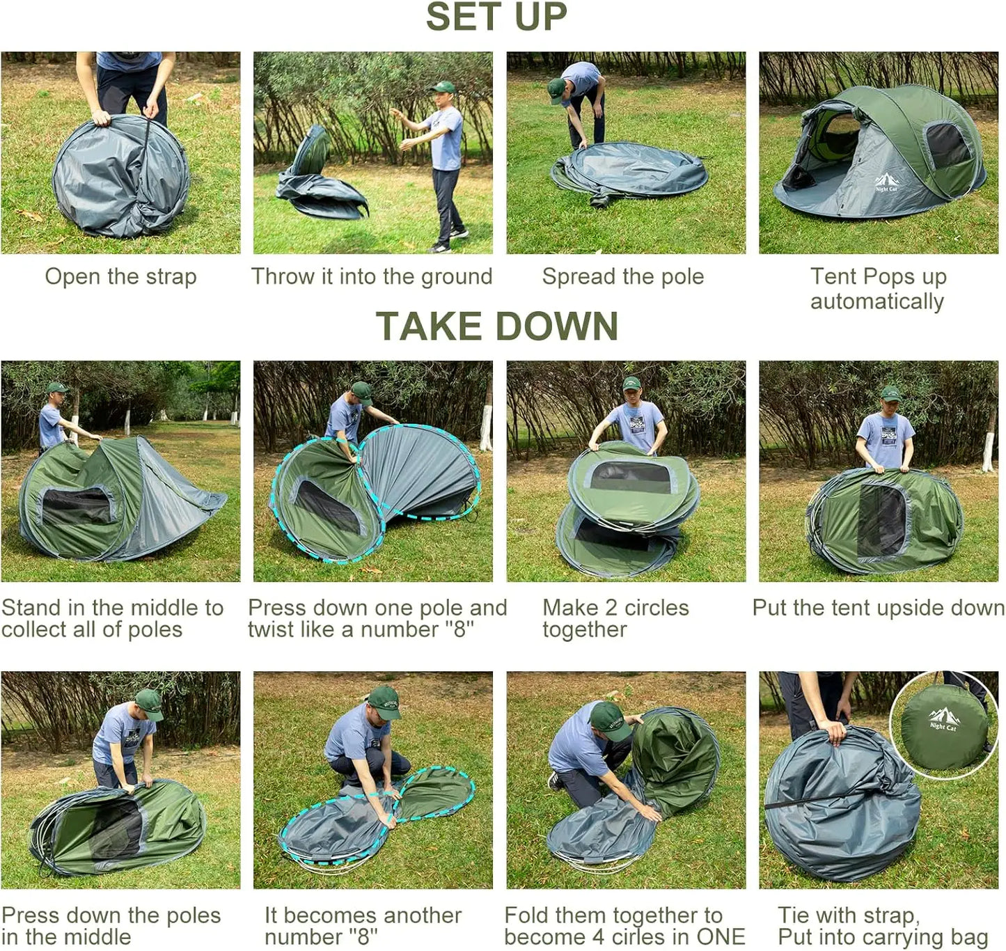 ⛺ Night Cat Pop-Up Tent for 2 ⚡ Instant Setup – Waterproof, Hassle-Free Shelter!