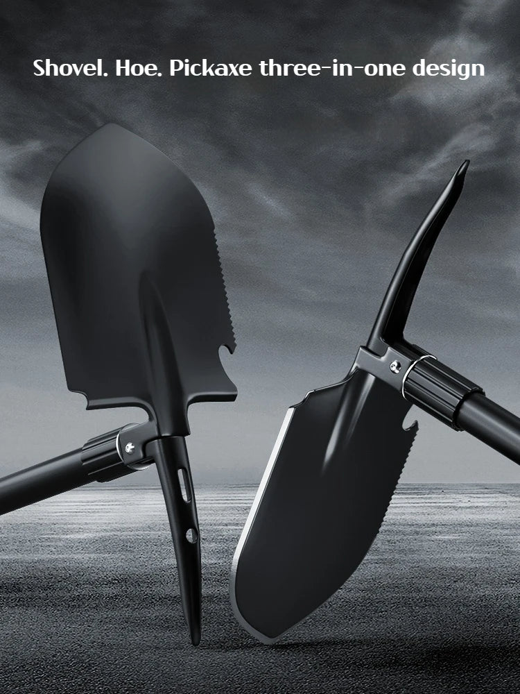 3-in-1 Camping Shovel: Shovel, Pickaxe & Hoe