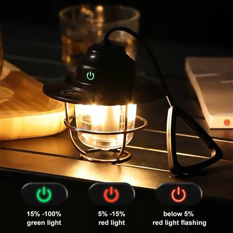 Retro Portable Camping Lantern: Waterproof, Dimmable Light for Hiking, Fishing, & Emergencies