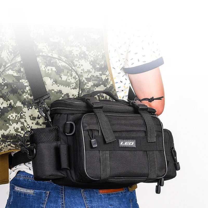 "Multi-Function Fishing Bag – Shoulder, Crossbody, or Waist Pack | Water-Resistant, Lightweight, and Spacious with Adjustable Strap | Large & Mini Sizes"