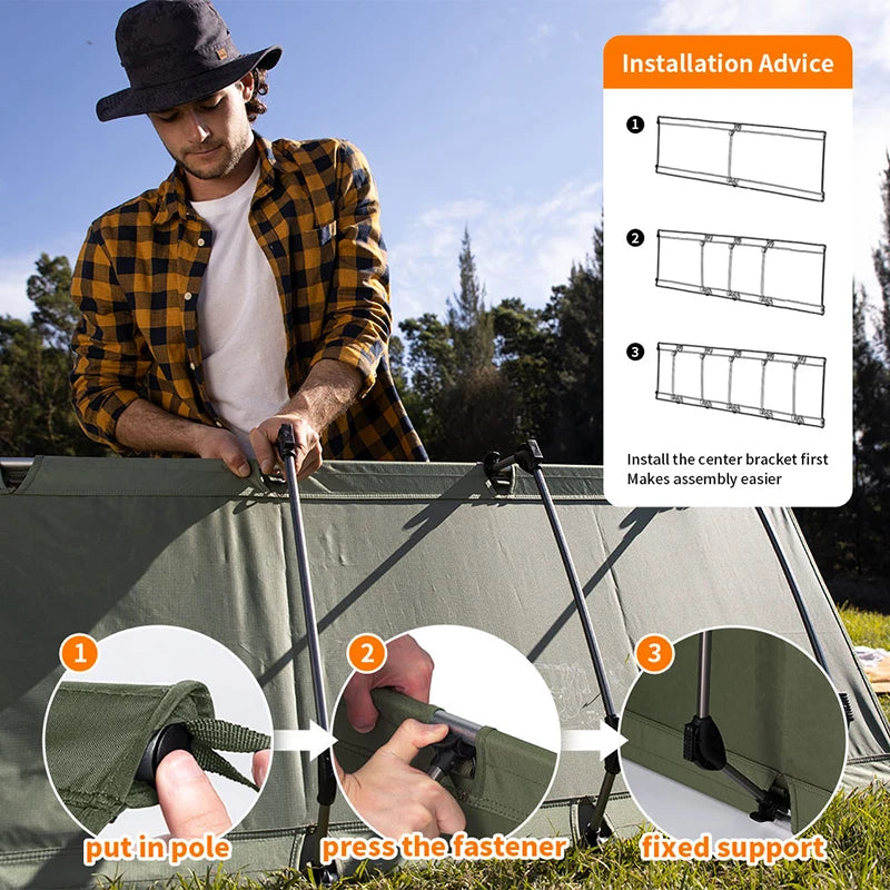 🛏️ GREEN FIELD ULTRALIGHT CAMPING COT 🌿⛺ Portable Folding Bed – 330 lbs Capacity for Hiking, Travel & Outdoor Comfort!