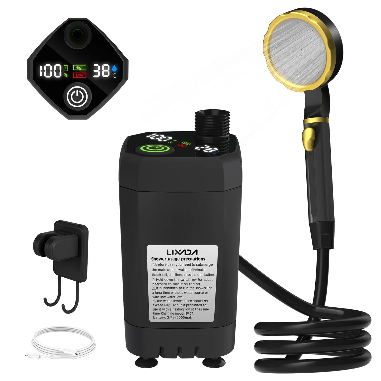๐ฟ Smart Camping Shower Kit โ 6000mAh Power ๐ Digital Display โข Adjustable Flow โข Outdoor Ready