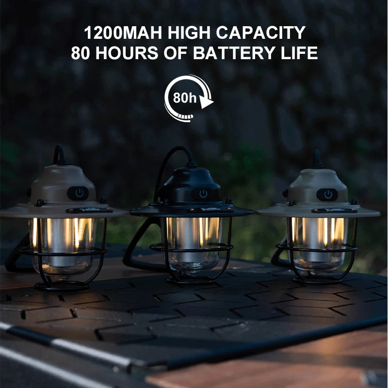 Retro Portable Camping Lantern: Waterproof, Dimmable Light for Hiking, Fishing, & Emergencies