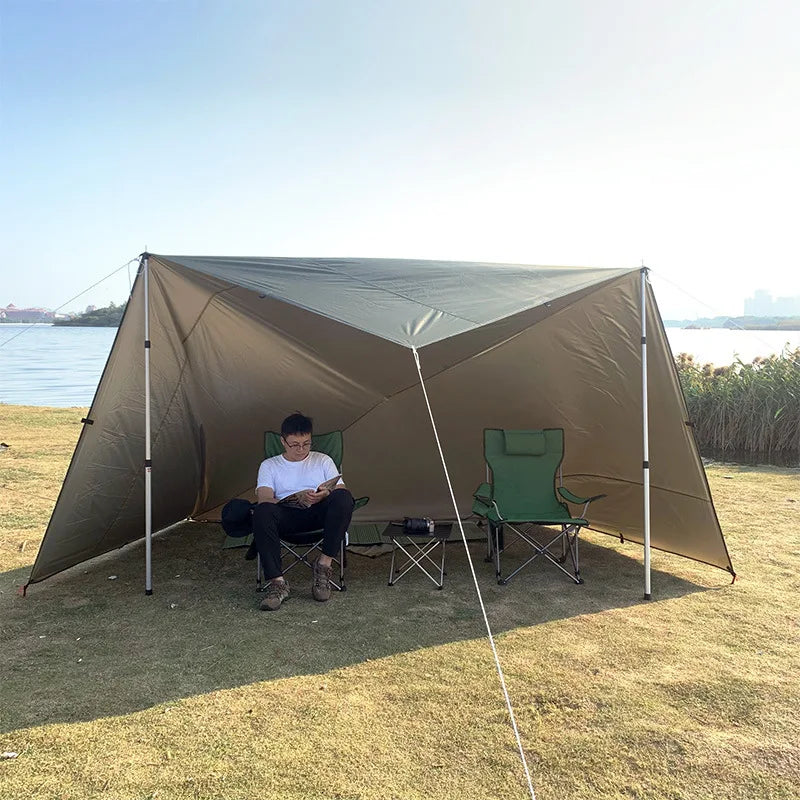 Waterproof Tactical Tent Tarp - 19 Hang Points, Lightweight Camping Sun Shelter
