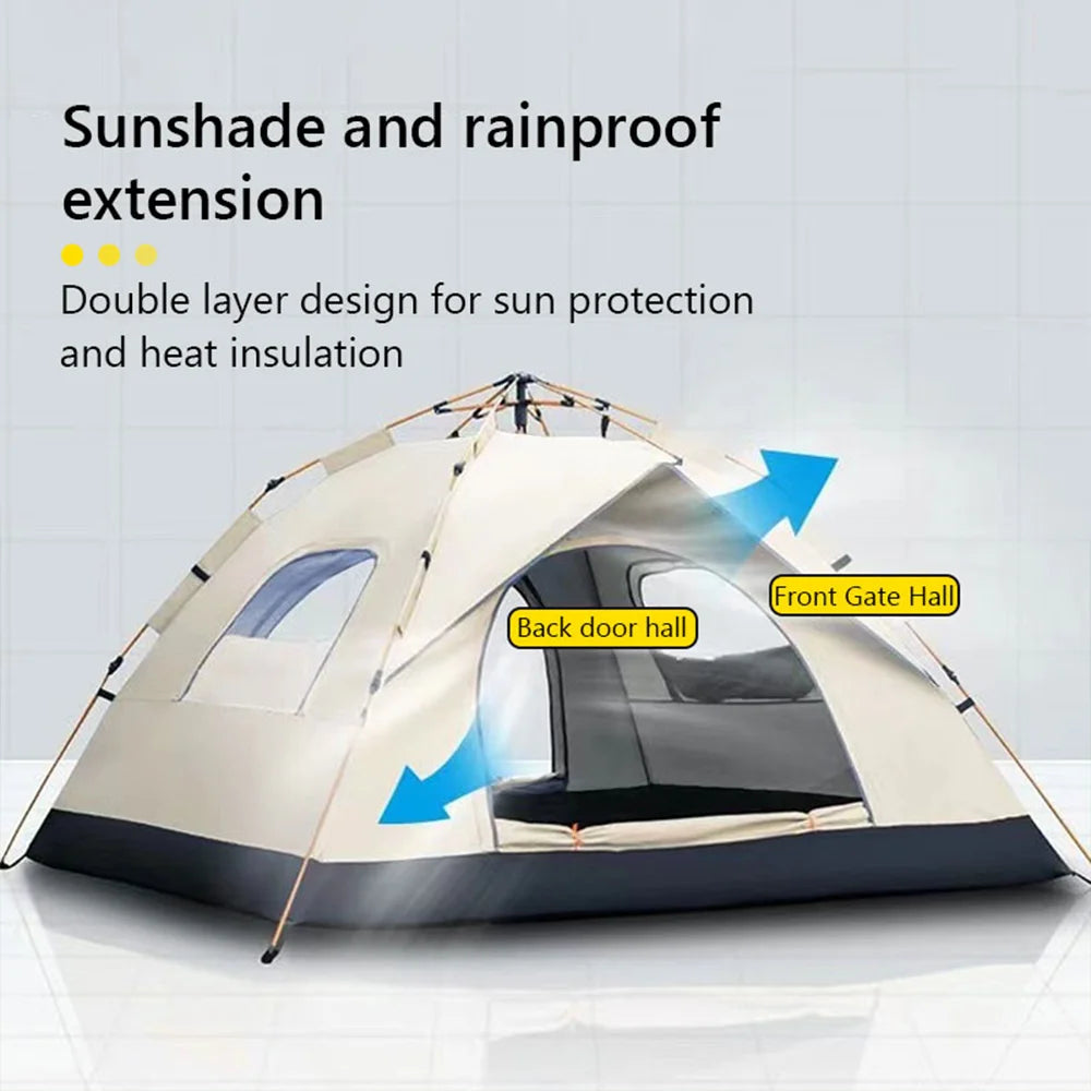 ⛺⚡ QUICK‑OPEN CAMPING TENT 🚗 Dual Doors • 2 Windows • Road‑Trip Ready