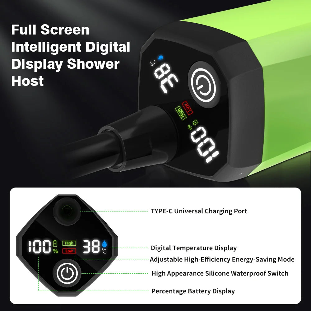 ๐ฟ Smart Camping Shower Kit โ 6000mAh Power ๐ Digital Display โข Adjustable Flow โข Outdoor Ready