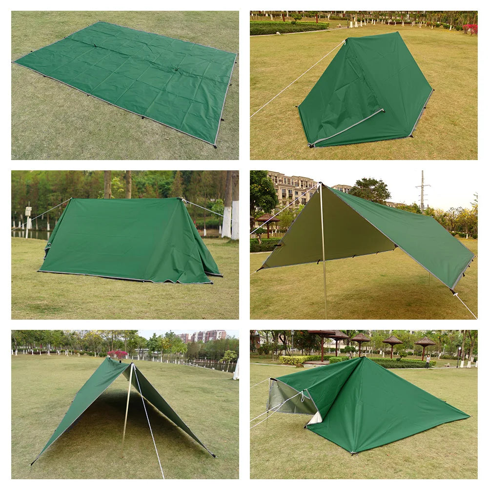 Waterproof Tactical Tent Tarp - 19 Hang Points, Lightweight Camping Sun Shelter