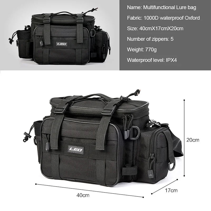 "Multi-Function Fishing Bag – Shoulder, Crossbody, or Waist Pack | Water-Resistant, Lightweight, and Spacious with Adjustable Strap | Large & Mini Sizes"