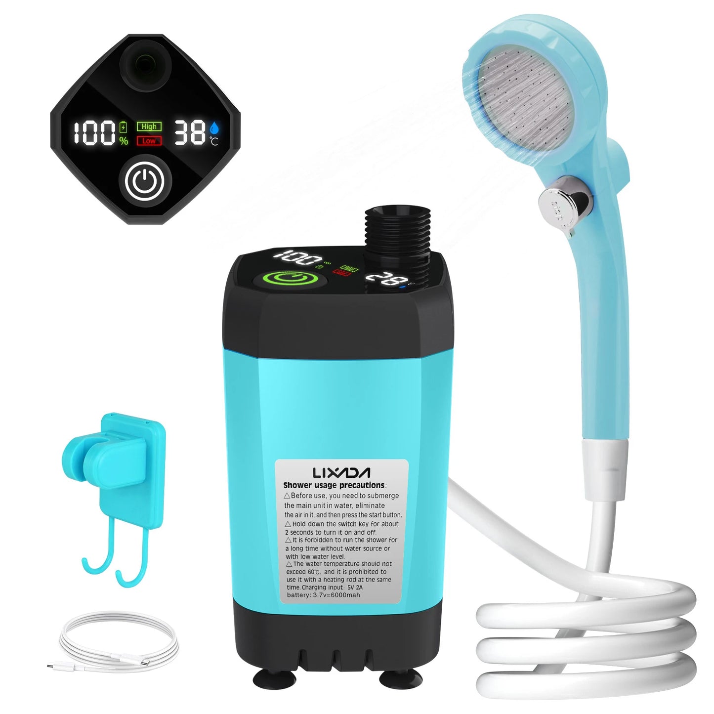 ๐ฟ Smart Camping Shower Kit โ 6000mAh Power ๐ Digital Display โข Adjustable Flow โข Outdoor Ready