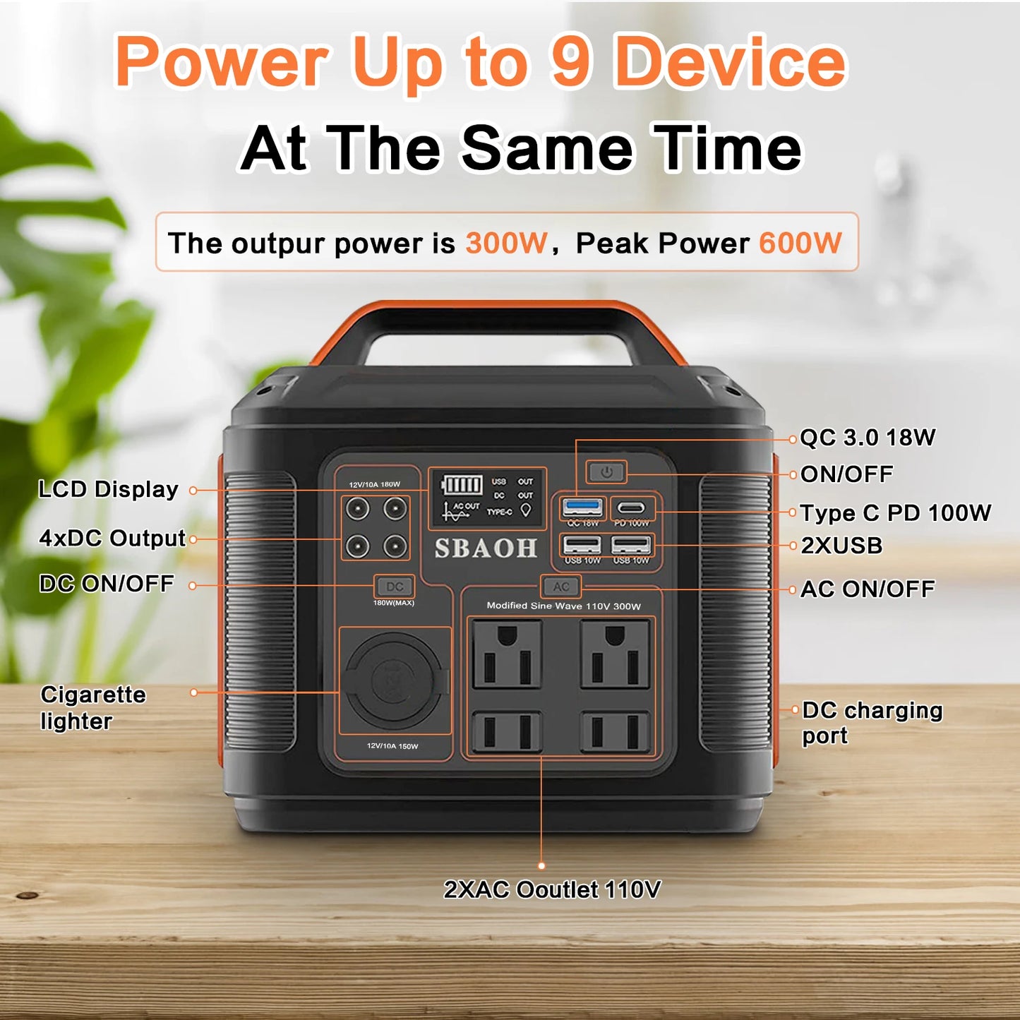 š 300W Portable Power Station ā 296Wh āļø Solar-Ready ⢠Quick Charge ⢠AC/DC + LED Light