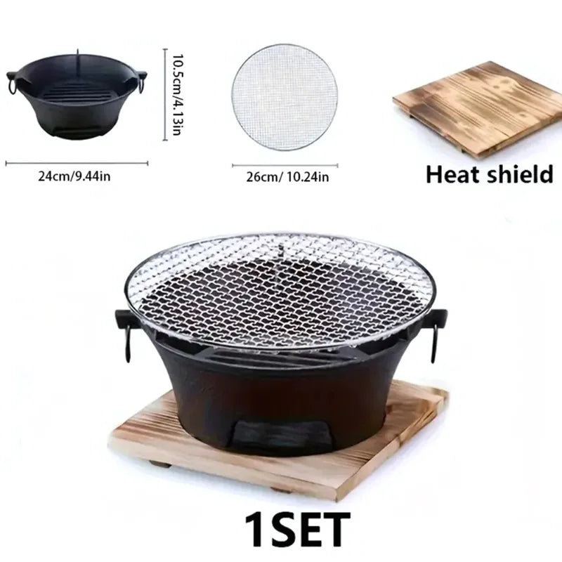š² Cast Iron BBQ Stove ā Korean/Japanese Style š„ Charcoal, Alcohol & Fire Pit Ready for Home or Camp