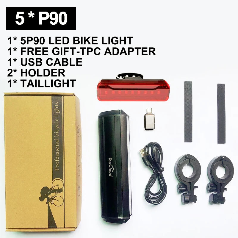TouCloud Bike Light – Ultra Bright & USB Rechargeable! 3/5 LED Headlamp 🔦 | 8000mAh Power 💥 | Road + MTB Ready 🚴