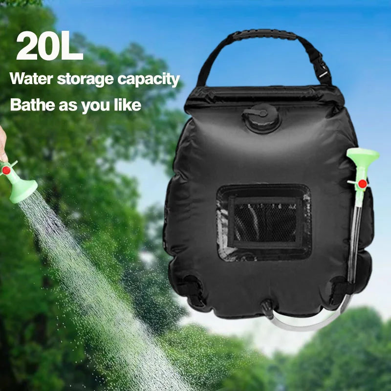 Sun-Powered Camp Shower โ 20/40L Portable Splash & Spray Bag with Easy-Flow Head ๐๐ฟ