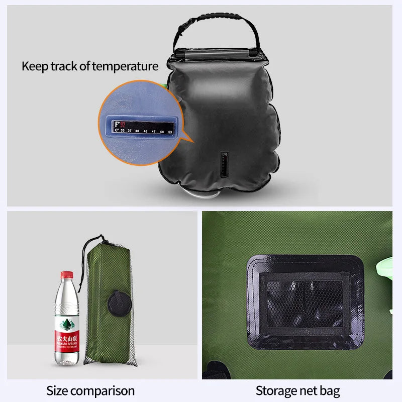 Sun-Powered Camp Shower โ 20/40L Portable Splash & Spray Bag with Easy-Flow Head ๐๐ฟ