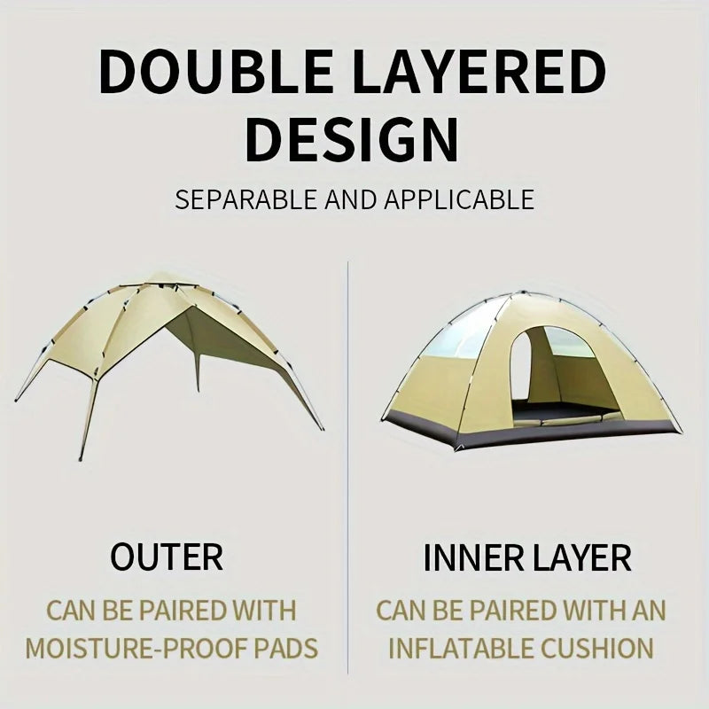 🌄 OUTDOORMASTER DOUBLE-LAYER CAMPING TENT 🌄 Waterproof ✅ Foldable ✅ All-Season Ready 🏕️